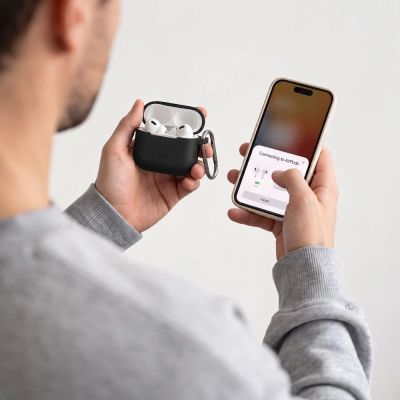 10. Tech-Protect Silicone Hook Case for AirPods 4 - Black