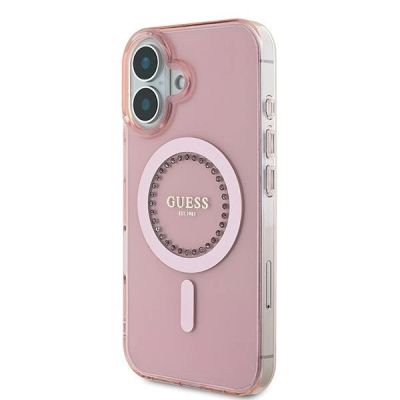 2. Guess IML Rhinestones MagSafe iPhone 16 Plus Case - Pink