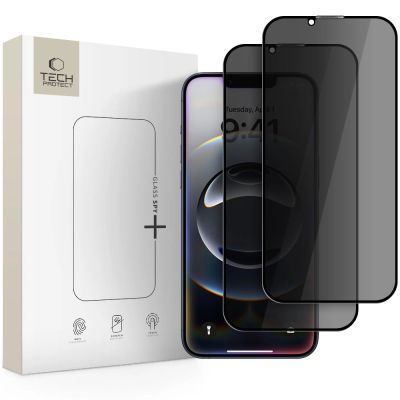 Tech-Protect Anti Spy Glass Pro+ 2-pack for iPhone 17e / 16e / 14 / 13 Pro / 13 - black