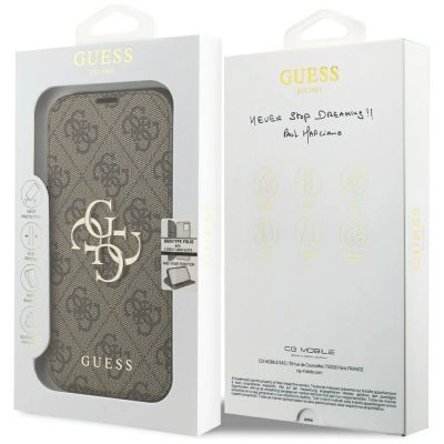 7. Guess Book 4G Metal Logo Case for iPhone 18 Pro / 17 Pro - Brown