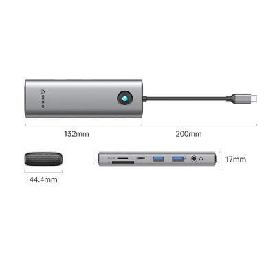 2. Orico PW11 9in1 USB-C Docking Station 2x USB-A 3.0 1x USB-C 3.0 1x USB-C PD 100 1x HDMI 4K 60Hz 1x microSD/SD 1x RJ45 2.5G Ethernet 1x Audio 3.5 mm - Gray