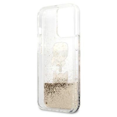 7. Karl Lagerfeld Liquid Glitter Karl&Choupette Head Case for iPhone 13 Pro Max 6.7" - Gold