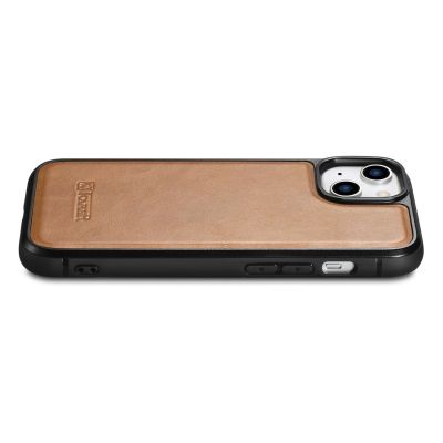 16. iCarer Leather Oil Wax case covered with natural leather for iPhone 14 Plus brown (WMI14220719-TN)