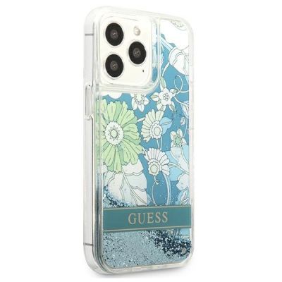 4. Guess GUHCP13LLFLSN iPhone 13 Pro / 13 6.1" green/green hardcase Flower Liquid Glitter