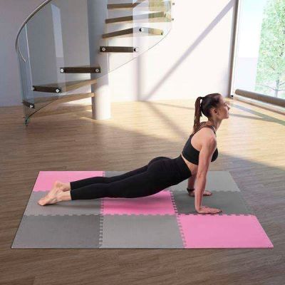 2. Multipack One Fitness MP10 puzzle mat pink and gray 9 pieces 10 mm