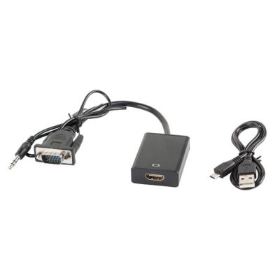 Lanberg AD-0021-BK adapter (D-Sub (VGA), Mini Jack M - HDMI F; 0.20m; black)