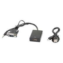 Lanberg AD-0021-BK adapter (D-Sub (VGA), Mini Jack M - HDMI F; 0.20m; black)