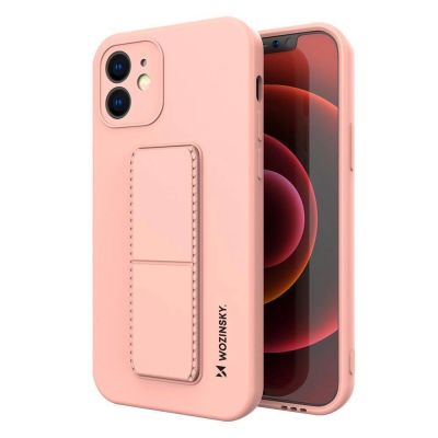 Wozinsky Kickstand Case iPhone XS Max Silicone Case with Stand Pink