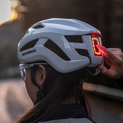 7. Rockbros ZK-077 Bicycle Helmet with Integrated Multi-Directional Lighting 57-61 cm - White