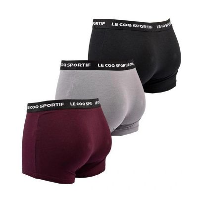 3. Le Coq Sportif Men's Boxer Briefs 3-Pack Black Gray Burgundy