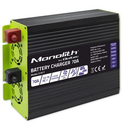 10. Qoltec Monolith 51917 intelligent professional charger for LiFePO4 AGM GEL SLA batteries | 70A | 12V | Fast charging