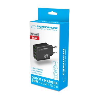 5. ESPERANZA WALL CHARGER 36W 4X USB-A QC 3.0 18W EZC107K