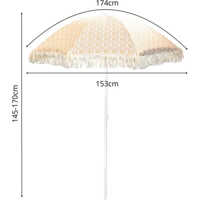 5. BEACH AND GARDEN UMBRELLA WITH FRINGE 174 CM YELLOW