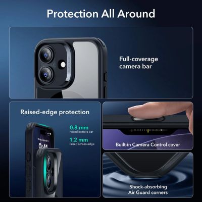 3. ESR Classic Hybrid MagSafe + Tempered Glass Set for iPhone 17 - Clear Black