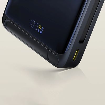 14. Baseus Nomos 10000mAh 30W Qi2 Power Bank with MagSafe Compatible Stand with Built-in USB-C Cable - Black