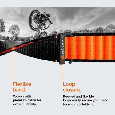 15. Spigen WBF1 Strap for Apple Watch 44 / 45 / 46 / 49 mm - Black and Orange