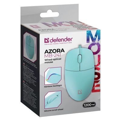 4. DEFENDER WIRED MOUSE AZORA MB-241 OPTICAL 1200DPI 3P MINT 52243