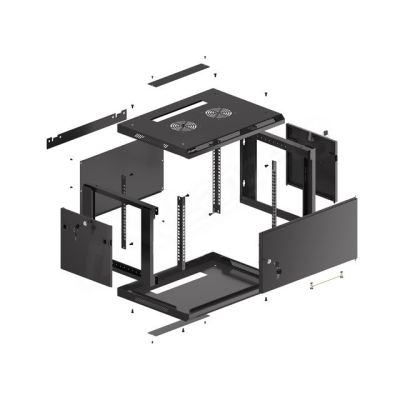 8. LANBERG WALL-HUNG RACK CABINET 19" 6U 600X450 METAL DOOR BLACK (FLAT PACK) WF01-6406-00B