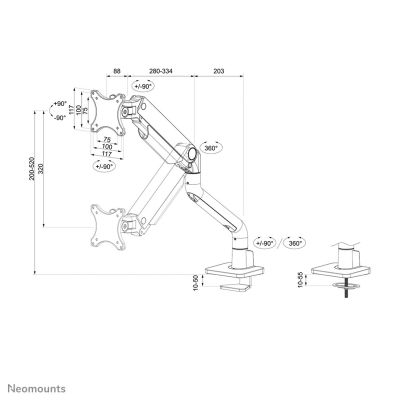 12. Neomounts DS70S-950BL1 Monitor Holder/Stand 124.5 cm (49") Desk Black