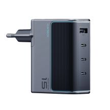 Cuktech AD1404UEU 140W GaN 3x USB-C + USB-A Wall Charger with USB-C Cable - Gray