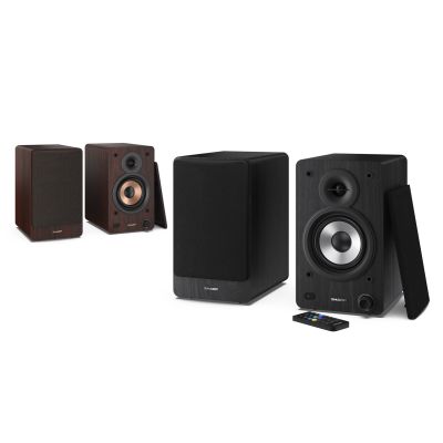 7. Sharp Bookshelf Speakers 2-Way Black Wired and Wireless 60W