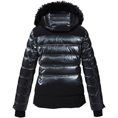 Women’s black quilted ski jacket by Killtec with a detachable hood and zip fastening
