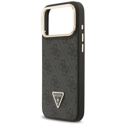 6. Guess 4G PU Triangle Logo & Stand Camera Magsafe Case for iPhone 17 Pro Max - Black