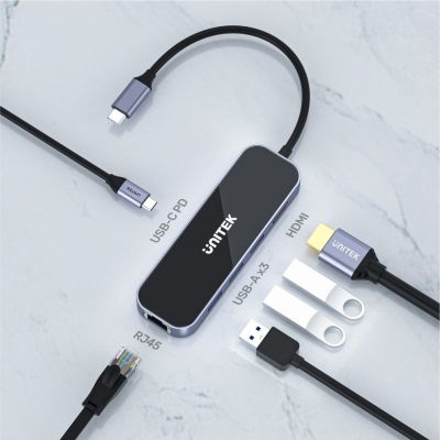 4. UNITEK HUB USB-C 3.1, RJ-45,3XUSB-A,HDMI,4K,PD100W