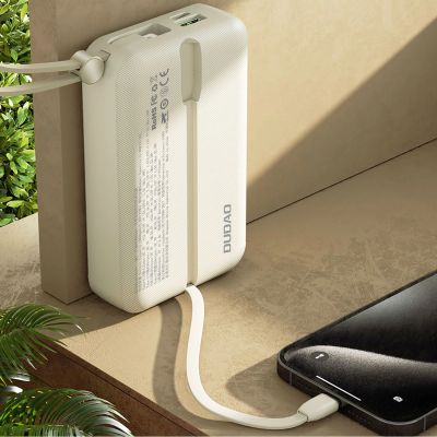 4. Dudao K14+ Powerbank 20000mAh 22.5W USB-C / USB-A / Built-in Lightning and USB-C Cables - White