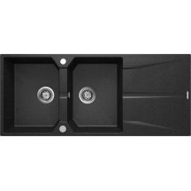 Two-bowl granite sink with drainer