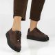 2. Women's leather platform sneakers, brown, Filippo DP6119