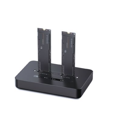 GEMBIRD DUAL DOCKING STATION FOR M.2 SATA AND NVME SSD DRIVES BLACK