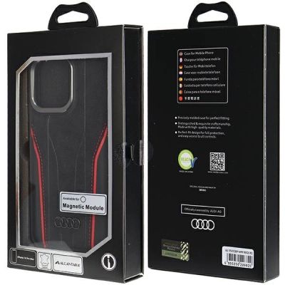 8. Audi Genuine Leather case with MagSafe for iPhone 14 Pro Max - black and red