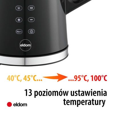 23. ELDOM CORDLESS KETTLE WITH TEMPERATURE CONTROL C540 JETTY 1.7 L 2200W BLACK