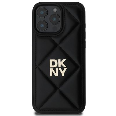 3. DKNY Quilted Stack Logo iPhone 16 Pro Case - Black