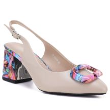 Beige decorative heel pumps Vinceza 62278