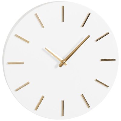 2. WHITE ALUMINUM WALL CLOCK, DIAMETER 35.5 CM MICA