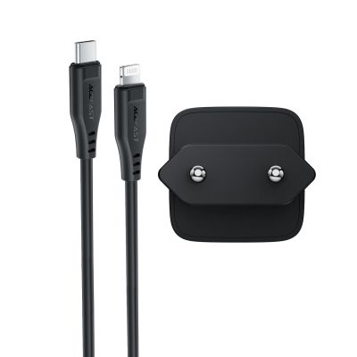 18. Acefast A118 30W GaN USB-C Wall Charger with 1.2m USB-C to Lightning Cable - Black