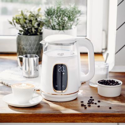 14. Adler AD 1305WG electric kettle 1.7 l 2200 W Transparent, Gold, White