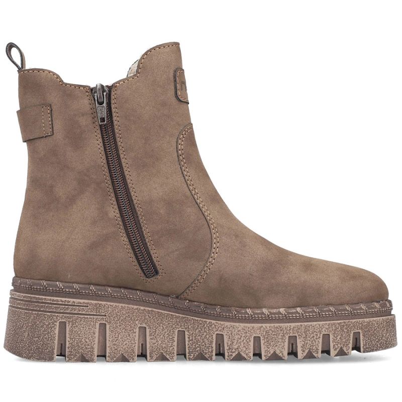 2. Comfortable beige women’s wedge ankle boots Rieker Z8960-25