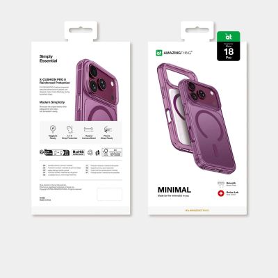 8. AmazingThing Minimal Mag Drop Proof Case 3 Lens for iPhone 18 Pro with Lanyard Mount and MagSafe Compatibility - Purple