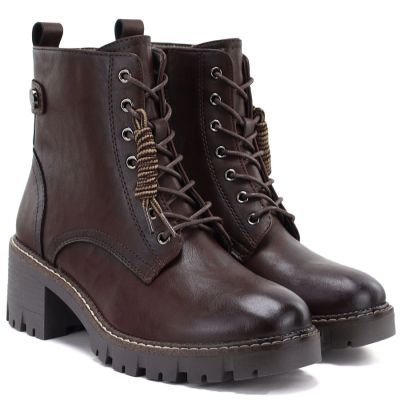 4. Brown Women’s Leather Block-Heel Ankle Boots M.Daszyński OL77-3