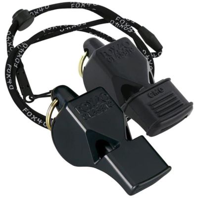5. FOX 40 CLASSIC AND CLASSIC CMG WHISTLE BLACK WITH STRING 2 PACK