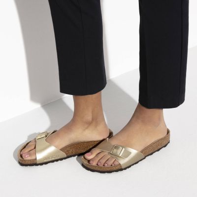 7. Birkenstock Madrid Birko-Flor Gold women's regular wide gold flip-flops (1016106)
