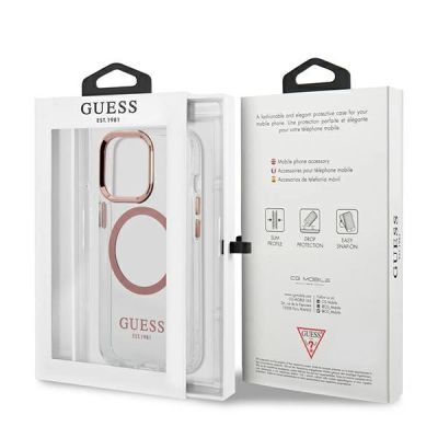 8. Guess Metal Outline MagSafe Case for iPhone 13 Pro / iPhone 13 - Pink