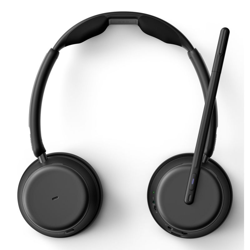 4. EPOS IMPACT 1061T Bluetooth headset with ANC and charging stand, featuring hybrid active noise cancellation (ANC), compatible with MS Teams