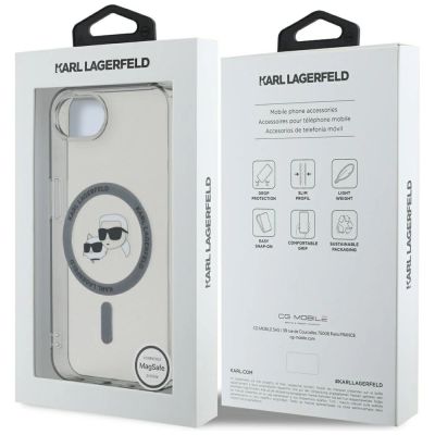 8. Karl Lagerfeld IML Metal Karl & Choupette Heads MagSafe iPhone 16e Case - Black