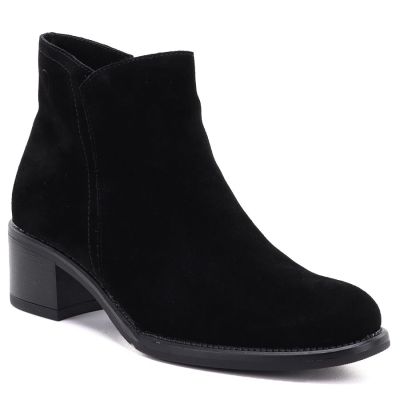 6. Women's leather ankle boots with a block heel, black Sergio Leone BT-52-S