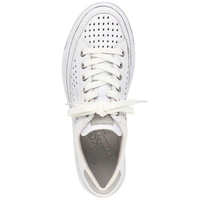 11. Rieker W RKR642 openwork leather shoes white