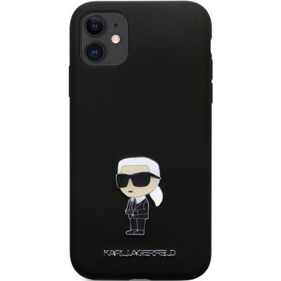 3. Karl Lagerfeld KLHCN61SMHKNPK case for iPhone 11 / Xr - black Silicone Ikonik Metal Pin